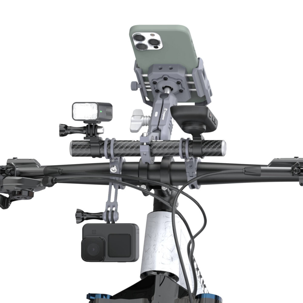 Multifunkčná súprava - držiak kamery/telefónu/GoPro/kontrolky/lampy na riadidlách Outplorer H1000