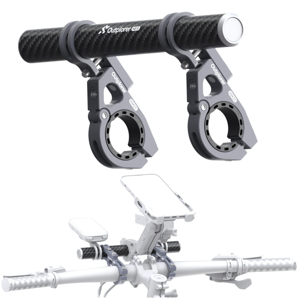Carbon handlebar extension for mounting Outplorer HE10 accessories