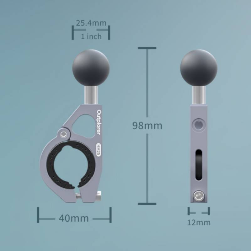 Handlebar mount (22/25/28/32 mm) with 1 inch ball Outplorer HM25