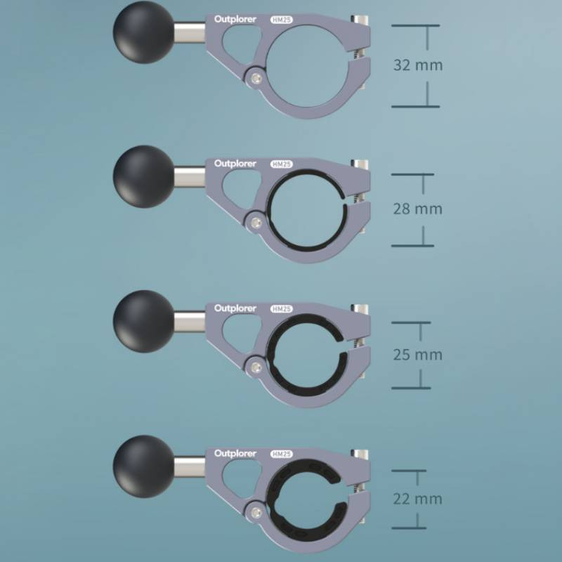 Handlebar mount (22/25/28/32 mm) with 1 inch ball Outplorer HM25